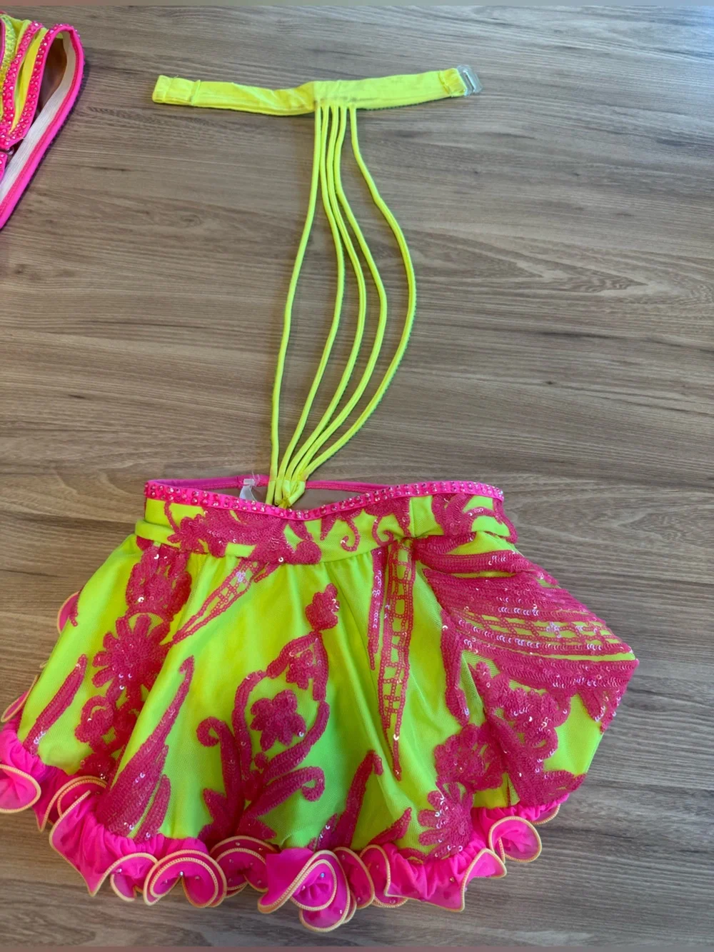 Girls Dance Costume Two-Piece Neon Pink and Lime Set - Size CM child medium